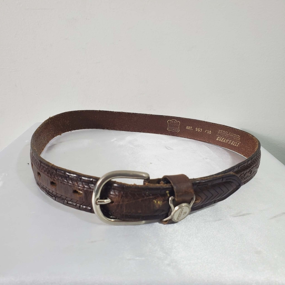 Vintage Tooled Leather Belt Handmade Tooled Western Belt Cowboy